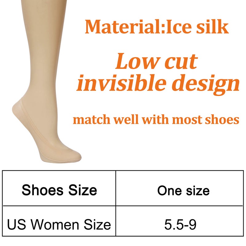 Double Couple 8 Pairs No Show Socks - Women's Low Cut, Non Slip, Thin Liner Socks (4 Black & 4 Nude) - Image 2
